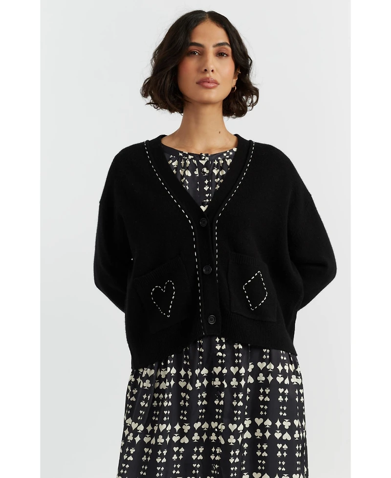 Chinti & Parker Women's Wool Cashmere Queen of Hearts Cardigan