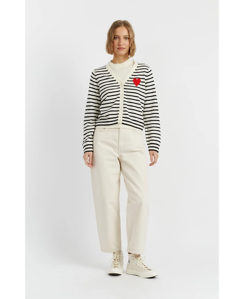 Chinti & Parker Women's Wool Cashmere Heart Breton Cardigan