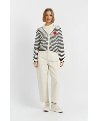 Chinti & Parker Women's Wool Cashmere Heart Breton Cardigan