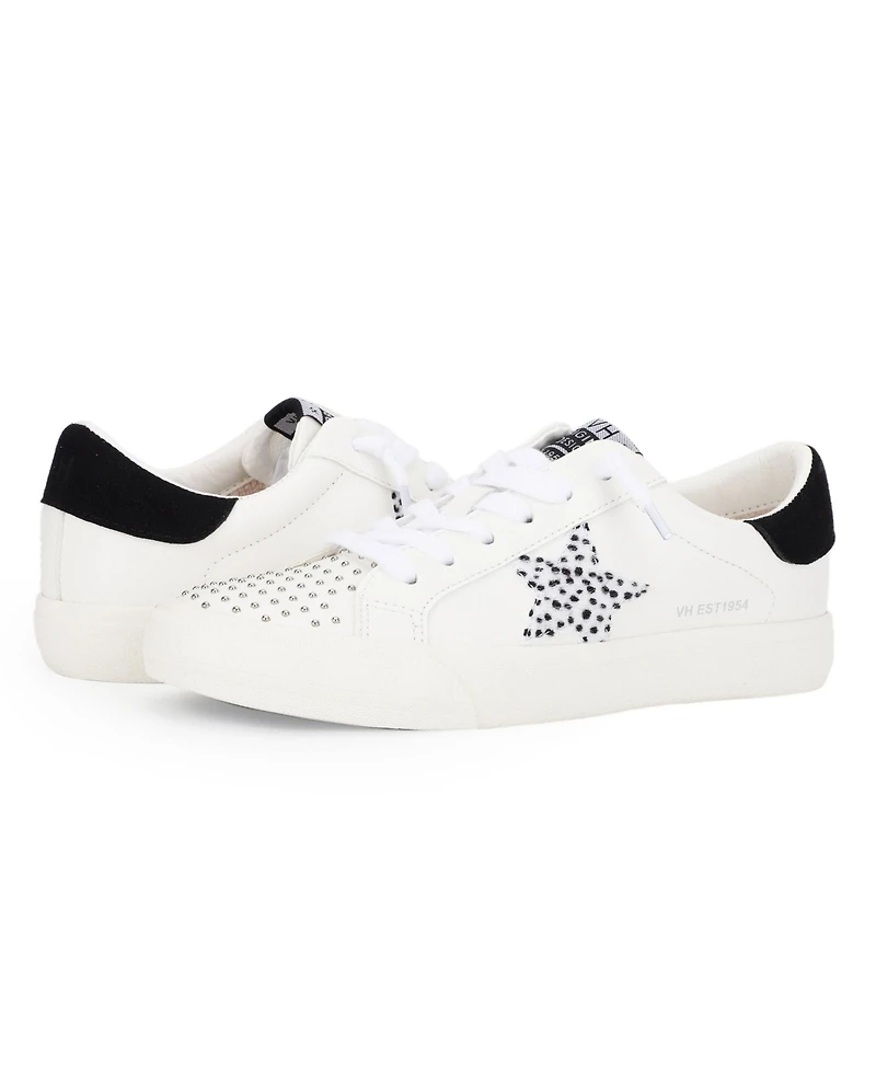 Grande - White Studded Cheetah Mix Women's's Sneaker by