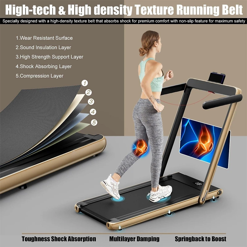 2.25HP 2 in 1 Folding Treadmill with App Speaker Remote Control