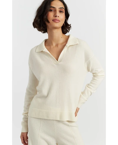 Chinti & Parker Women's Wool Cashmere Blend V Neck Collared Sweater