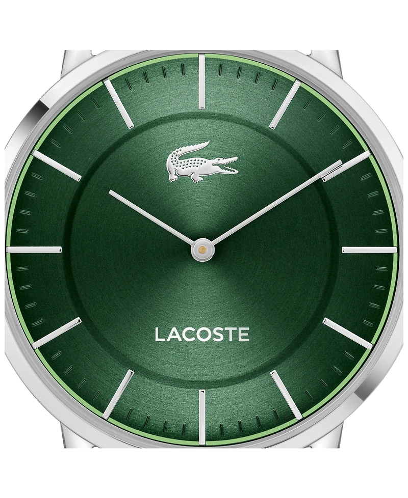 Lacoste Men's Crocorigin Silver Tone Stainless Steel Bracelet Watch, 40.5mm