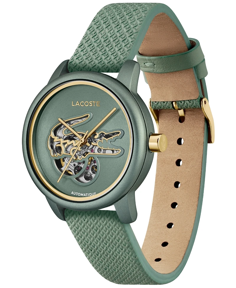 Lacoste Women's Automatic Green Leather Strap Watch, 38mm