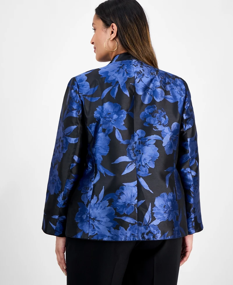 Kasper Plus Floral-Jacquard Jacket