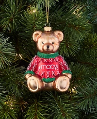 Holiday Lane Macy's Glass Glittered Bear Ornament, Macy's Exclusive