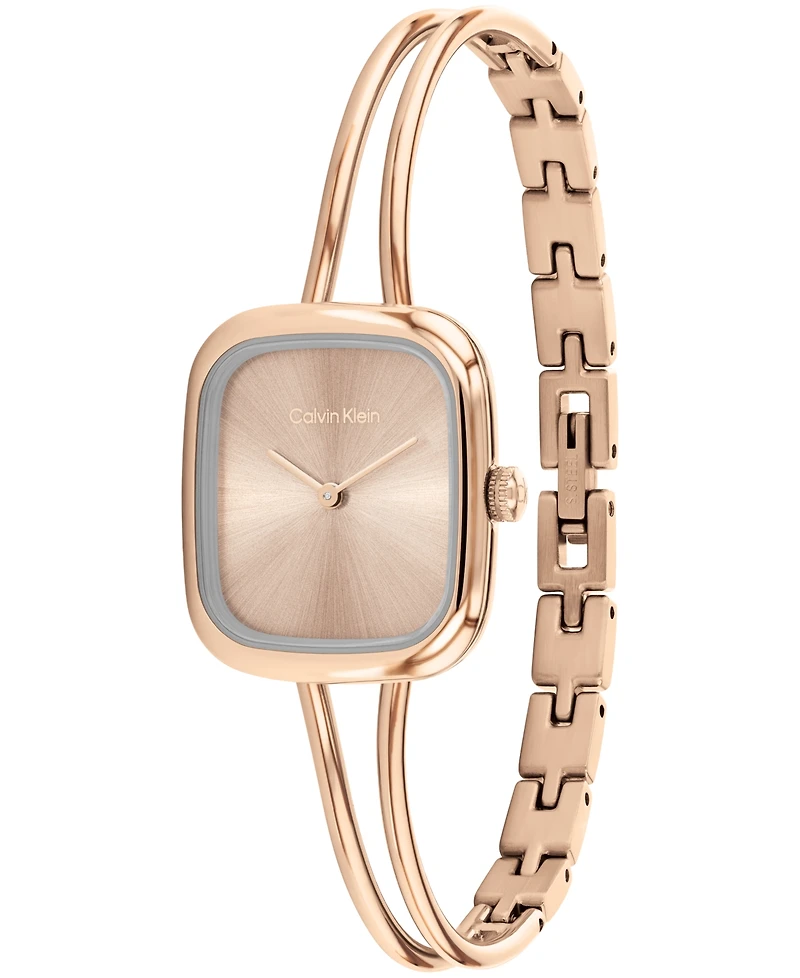 Calvin Klein Women's Ck Adore Rose Gold Tone Stainless Steel Bangle Bracelet Watch 20.8mm