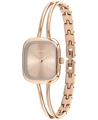 Calvin Klein Women's Ck Adore Rose Gold Tone Stainless Steel Bangle Bracelet Watch 20.8mm