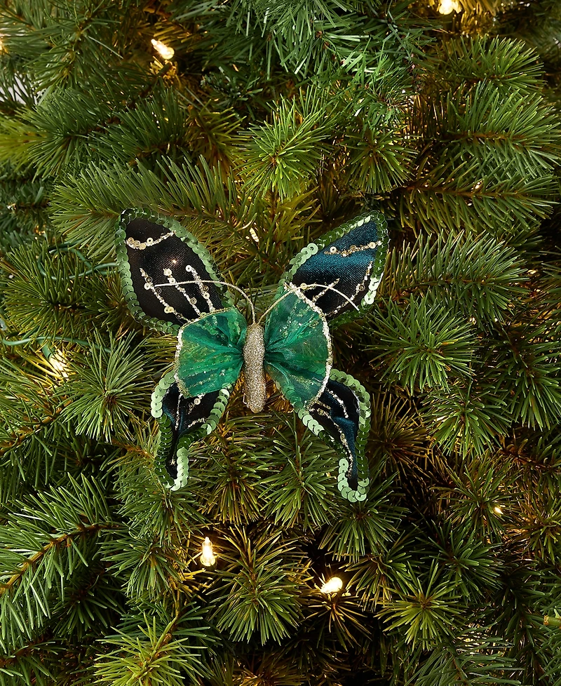 Holiday Lane Enchanted Forest Green Glitter Butterly Ornament, Macy's Exclusive