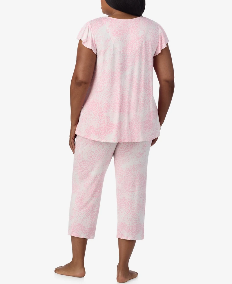 Ellen Tracy Plus Short Sleeve Cropped Pajama Set
