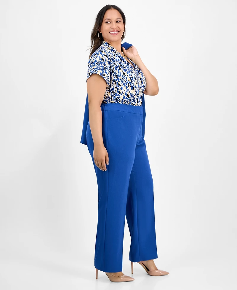 Kasper Plus Straight-Leg Pants