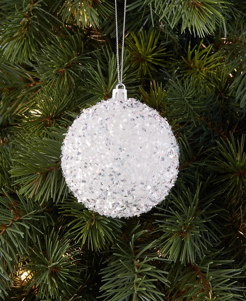 Holiday Lane Iced Delight Glitter Beaded Snowball Ornament, Macy's Exclusive