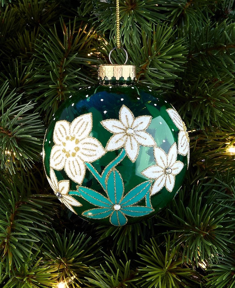Holiday Lane Enchanted Emerald Glass Ball Ornament, Macy's Exclusive