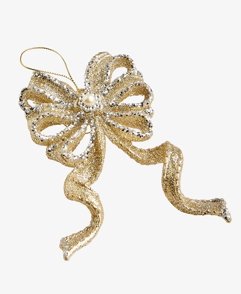 Holiday Lane Christmas Glitters Gold Bow Ornament, Macy's Exclusive