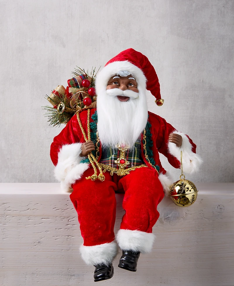 Holiday Lane Heritage African American Sitting Santa Decor, Macy's Exclusive