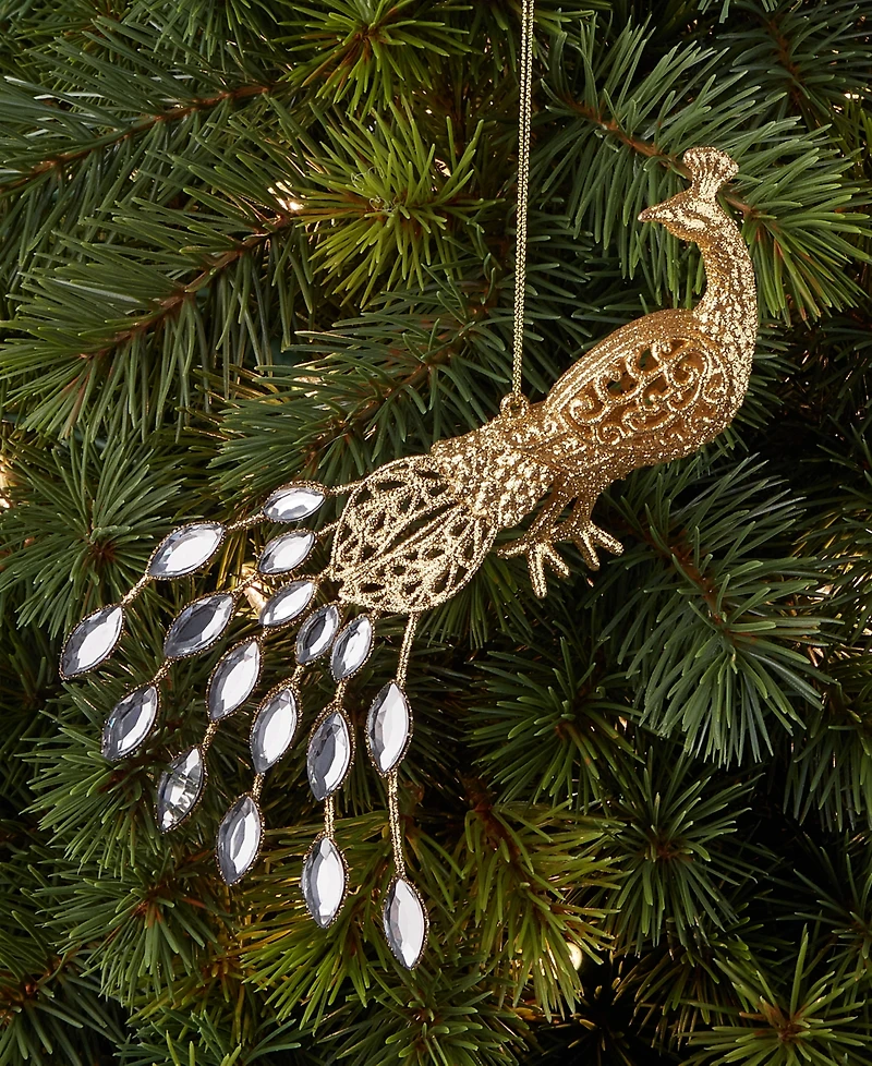 Holiday Lane Christmas Glitters Peacock Ornament, Macy's Exclusive