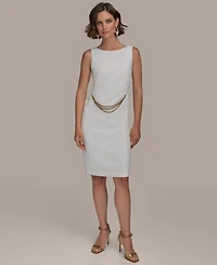 Donna Karan New York Women's Sleeveless Chain-Belt Sheath Dress