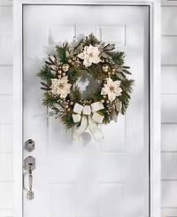Holiday Lane Opulence Floral And Bow Wreath, Macy's Exclusive