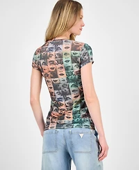 Guess Women's Embellished Lips T-Shirt
