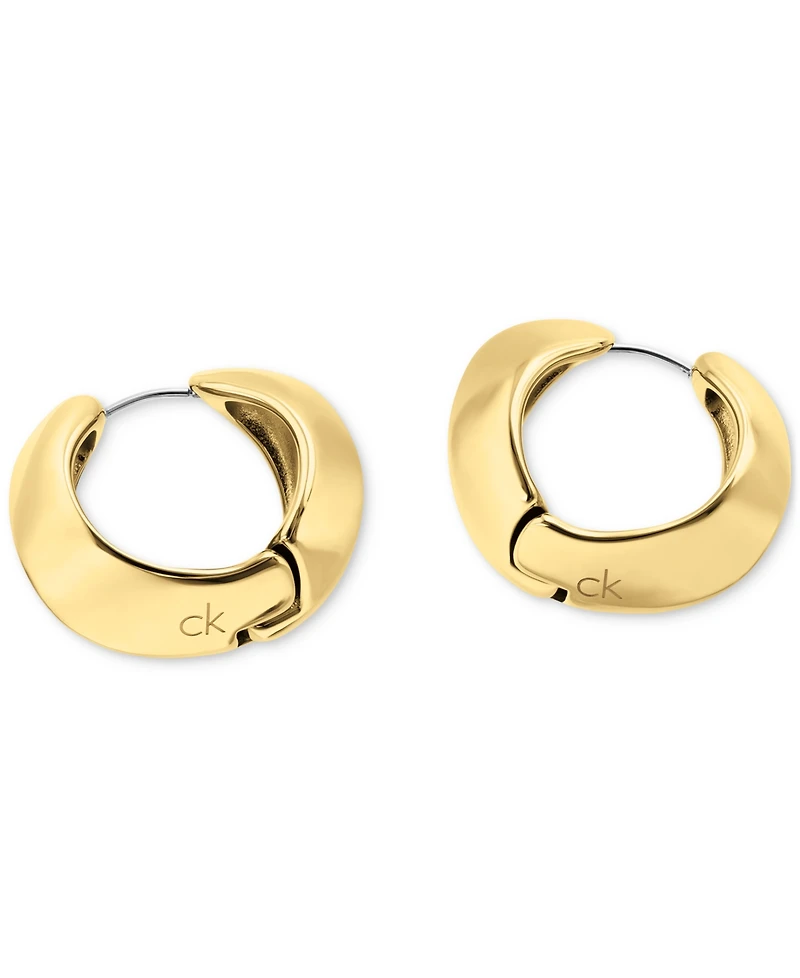 Calvin Klein Small Logo-Etched Sculpted Hoop Earrings, 0.91"