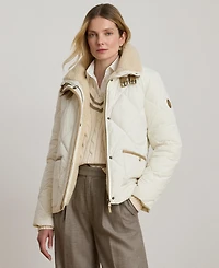 Lauren Ralph Women's Faux-Fur-Collar Diamond Quilted Jacket