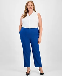 Kasper Plus High Rise Straight Leg Pull-On Pants