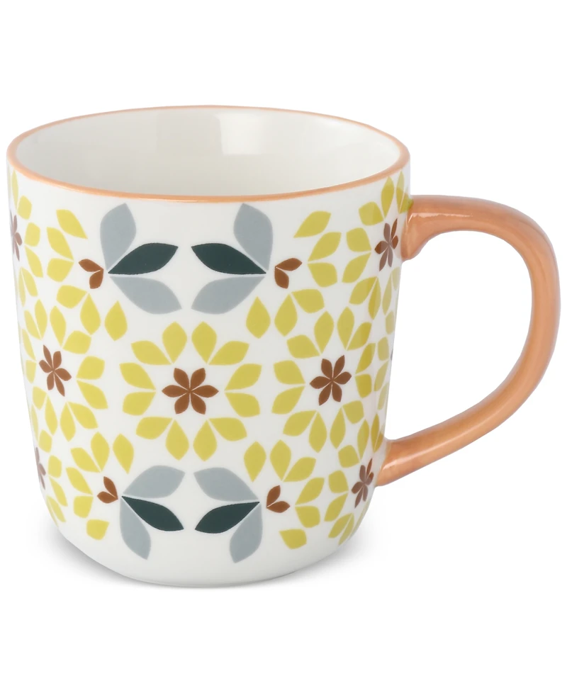 Lorren Home Trends Geo Floral Mugs, Set of 4