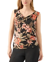 Kasper Women's Floral Raglan Cap-Sleeve V-Neck Blouse