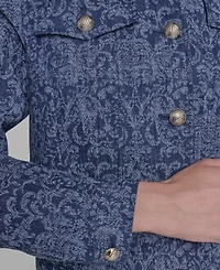 Karl Lagerfeld Paris Petite Printed Button-Front Jacket