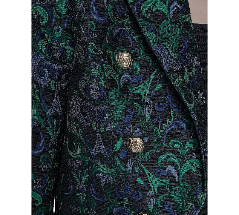 Karl Lagerfeld Paris Petite Jacquard Open-Front Jacket
