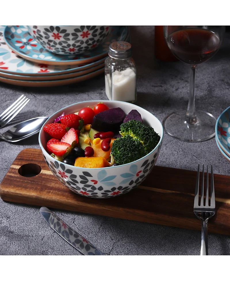 Lorren Home Trends Floral 12-Pc. Dinnerware Set