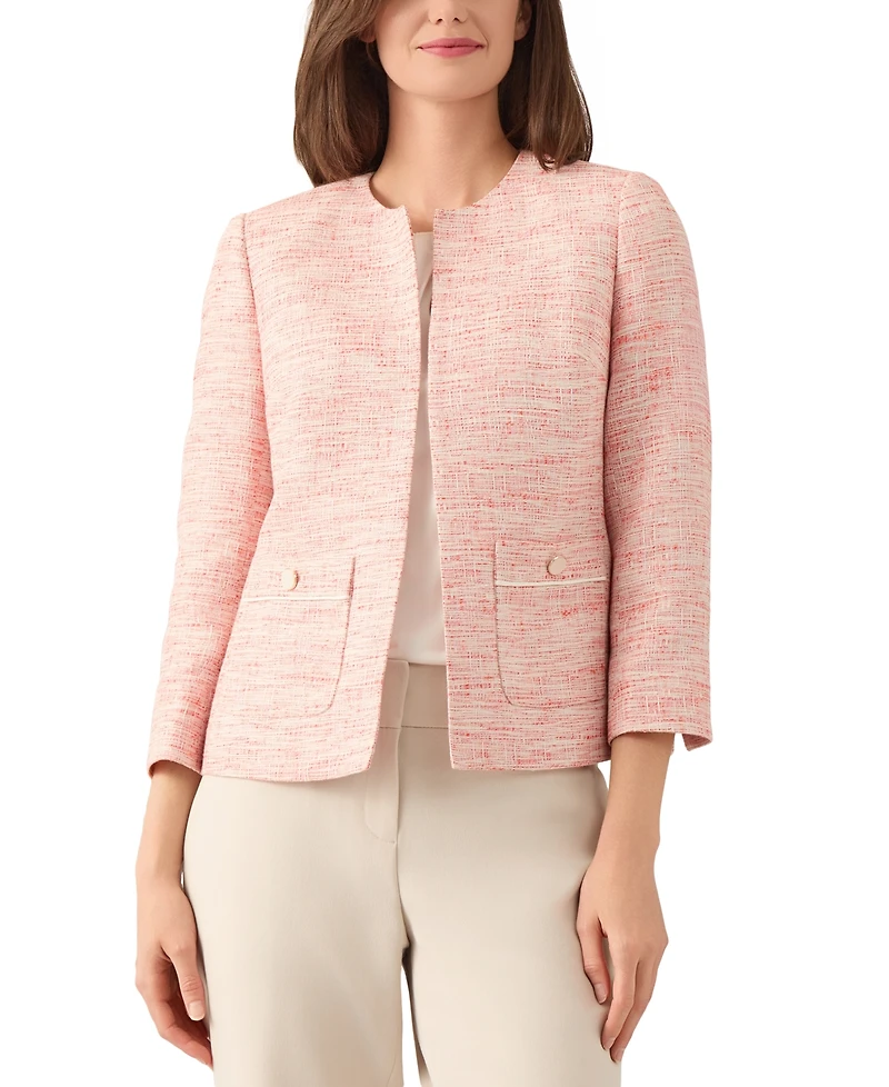 Kasper Women's Tweed Collarless Open-Front Jacket