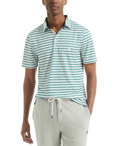 Nautica Men's Short Sleeve Striped Performance Golf Polo Shirt