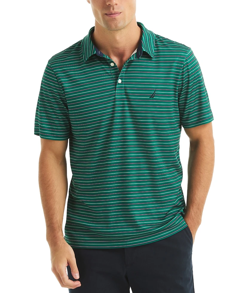 Nautica Men's Short Sleeve Striped Performance Golf Polo Shirt