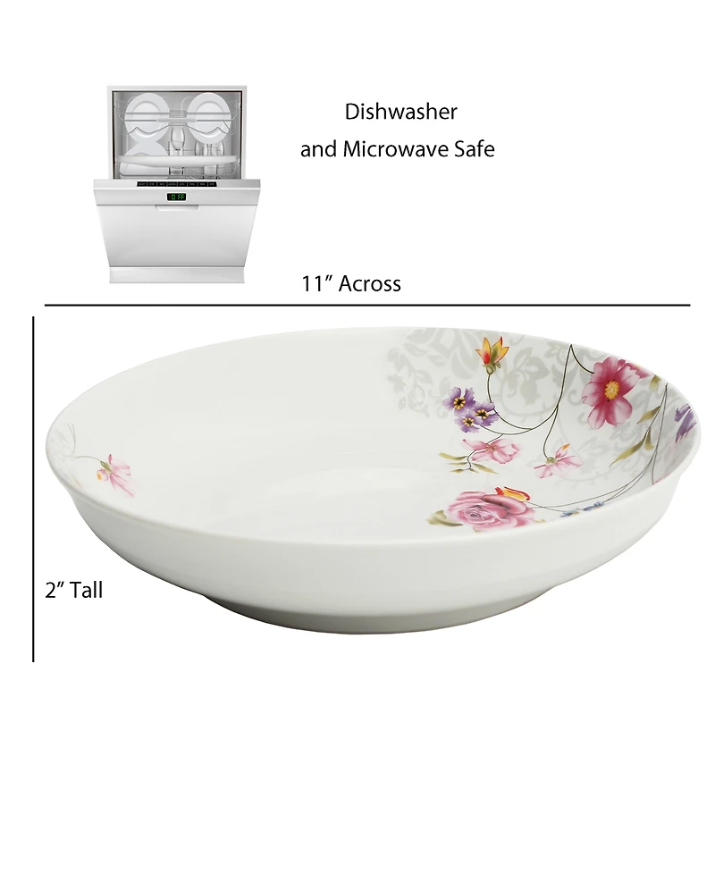 Lorren Home Trends Floral 5-Pc. Pasta/All-Purpose Bowl Set