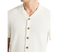 Nautica Men's Short Sleeve Button-Front Camp Sweater