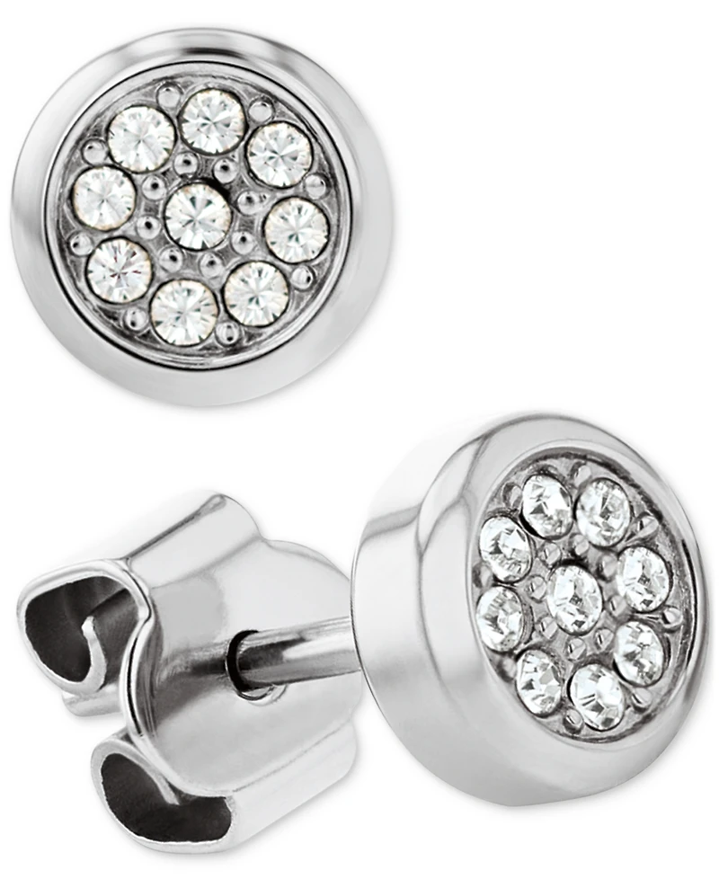 Tommy Hilfiger 2-Pc. Set Pave Stud & Crystal Charm Hoop Earrings