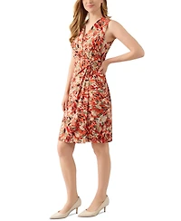 Kasper Women's Printed O-Ring Sleeveless Faux-Wrap Dress