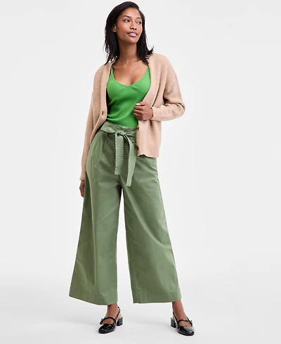 On 34th Women's High-Rise Belted Cropped Wide-Leg Pants, Macy's Exclusive