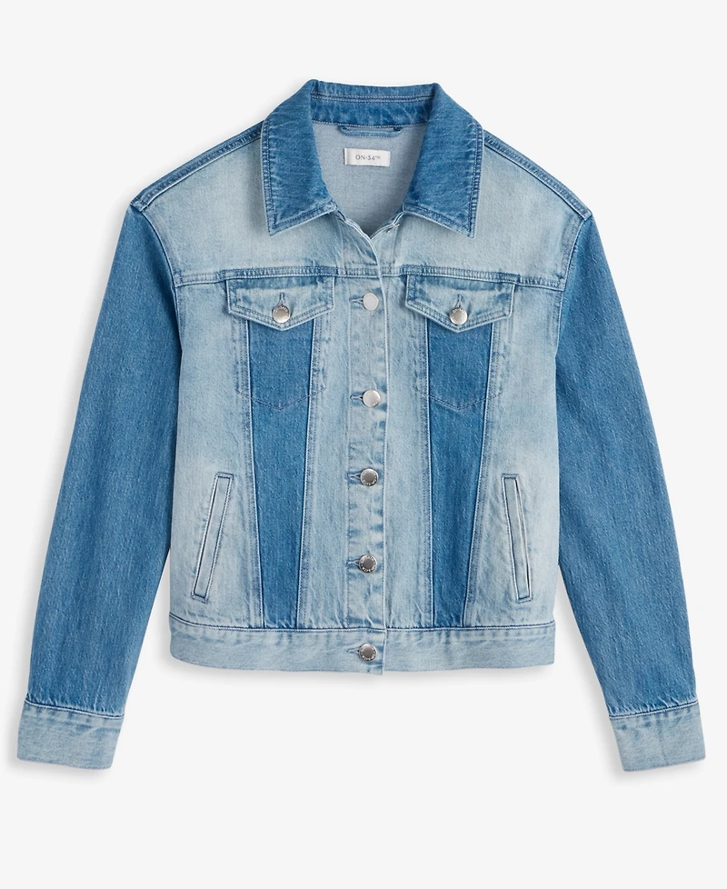 On 34th Women's Two-Tone Denim Trucker Jacket, Macy's Exclusive