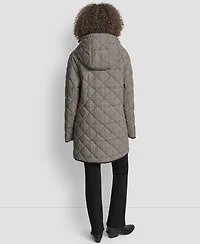 Dkny Women's Hooded Toggle Quilted Coat