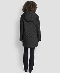 Dkny Women's Hooded Toggle Quilted Coat
