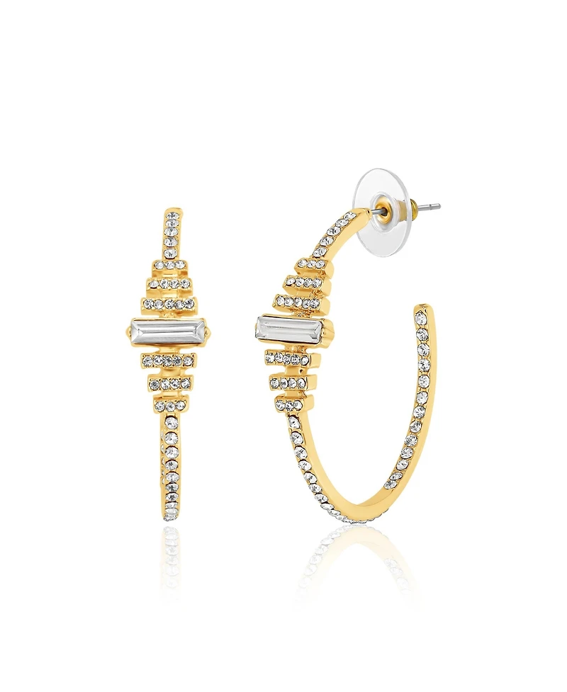 BCBGeneration Crystal Baguette Hoop Earrings