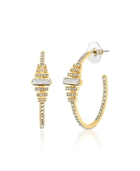 BCBGeneration Crystal Baguette Hoop Earrings