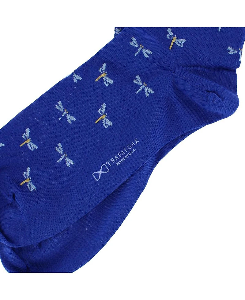 Trafalgar Men's Renewal Dragonfly Novelty Over The Calf Pima Cotton Dress Sock (1 Pair)