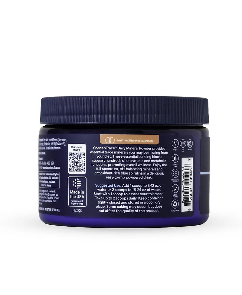 Trace Minerals ConcenTrace Powder, Blue Hawaiian, 60 Servings – 700mg per Serving (15 Drops), Full Spectrum Trace Minerals for Whole Body Wellness.