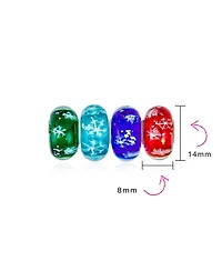 Bling Jewelry Set of 4 Christmas Charm Bead Snowflake Murano Glass Spacer for Bracelets