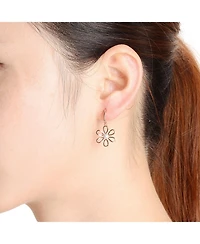 Genevive 18K Rose Gold Plating with Clear Cubic Zirconia Six Petal Flower Earrings