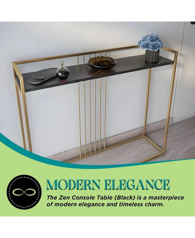 Kings Brand Furniture Modern Sofa Console Table with Faux Marble Storage Shelf & Gold Metal Frame for Hallway, Bedroom, Living Room, Foyer