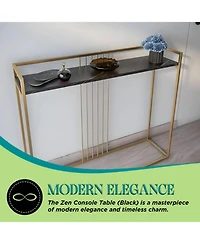 Kings Brand Furniture Modern Sofa Console Table with Faux Marble Storage Shelf & Gold Metal Frame for Hallway, Bedroom, Living Room, Foyer